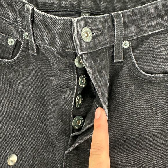 CARMAR Emelia Sturgis Spiked Straight Leg Frayed Goth Jeans Black Size‎ 25 - Picture 4 of 10